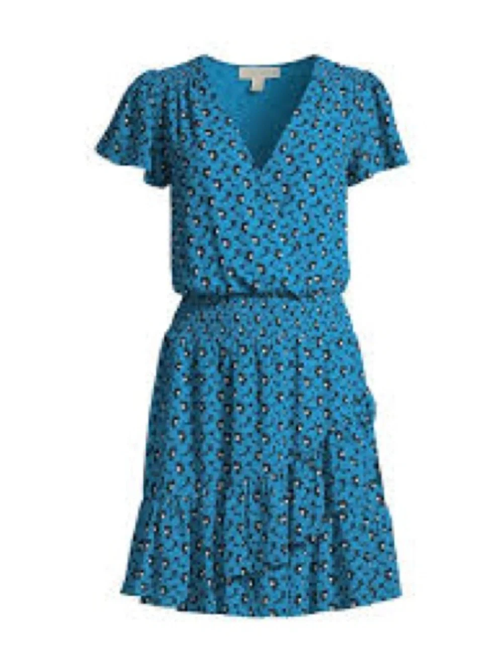 Michael Kors Blue Floral V-Neck Mini Dress
